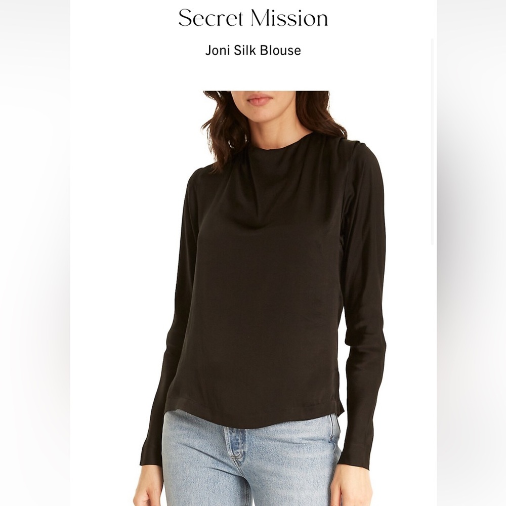 Secret Mission NWT Women’s Joni Silk Blouse Black 100% Silk Size S